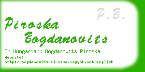 piroska bogdanovits business card